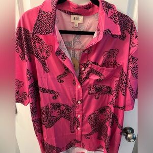 New with tags hot pink and tigers BiBi blouse